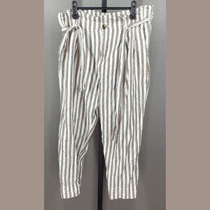 Madewell Striped Ankle Pants in White and Brown
